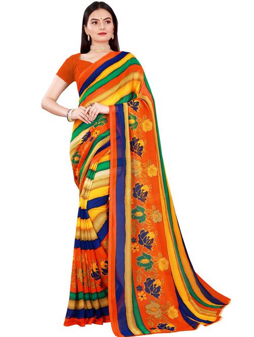 women's stripes multi colored saree with blouse - 19263260 - Standard Image - 0