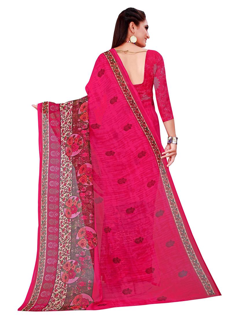women's floral pink colored saree with blouse - 19263261 -  Standard Image - 1