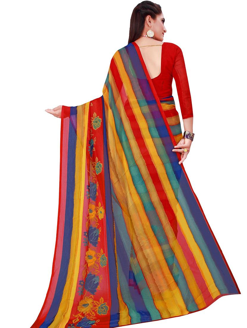 women's printed multi colored saree with blouse - 19263263 - Standard Image - 1