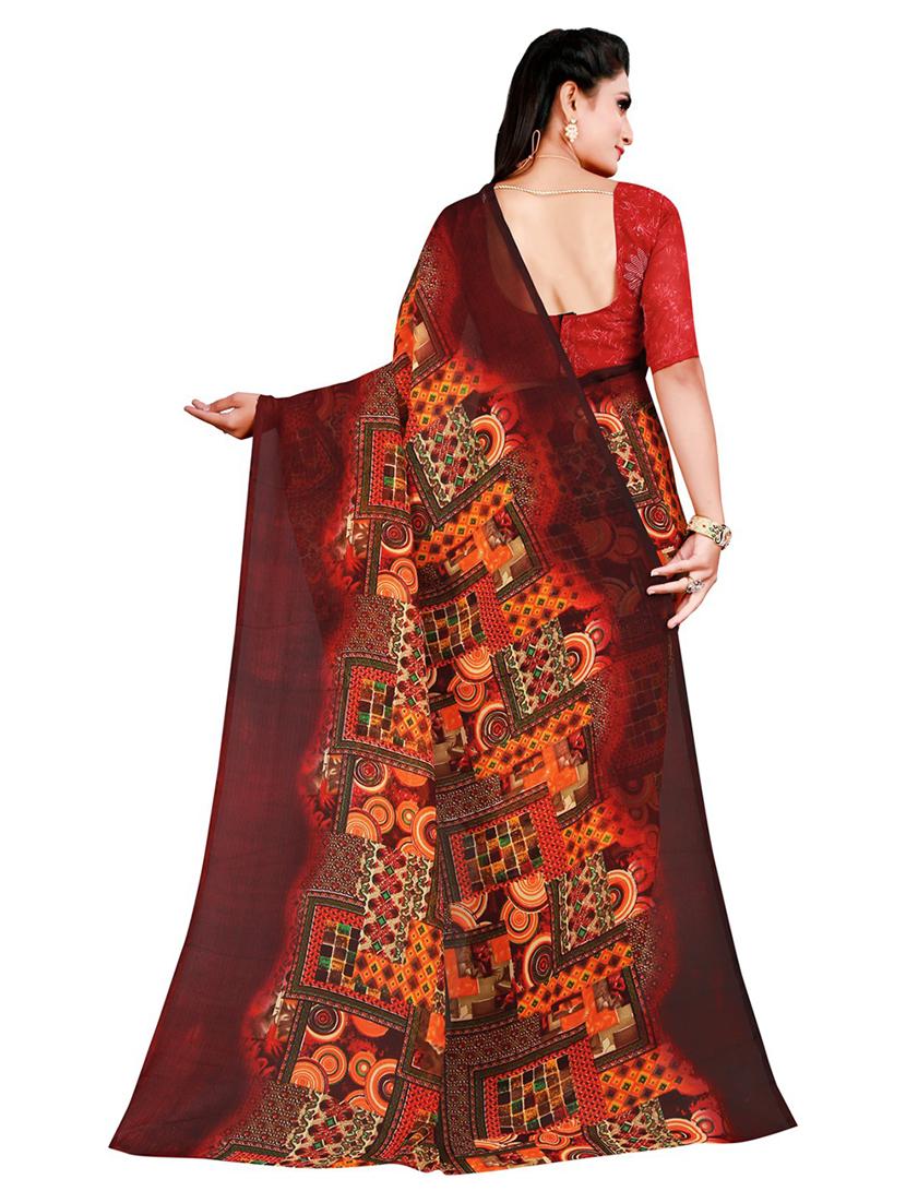 printed bollywood saree with blouse - 19263268 - Standard Image - 1