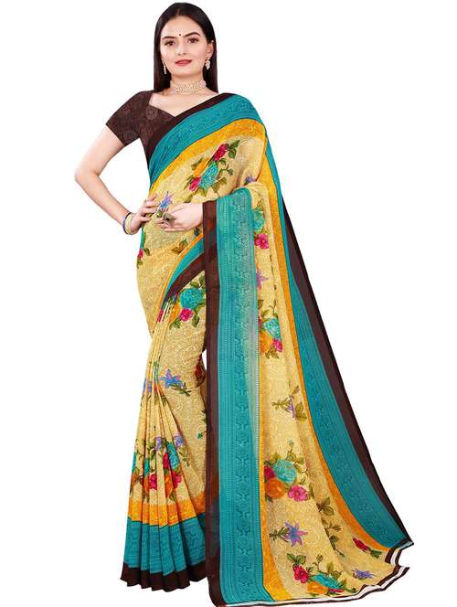 women's floral multi colored saree with blouse - 19263272 - Standard Image - 0