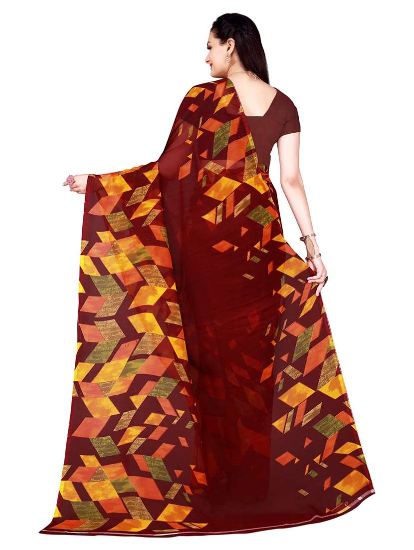 women's geometric multi colored saree with blouse - 19263279 - Standard Image - 1