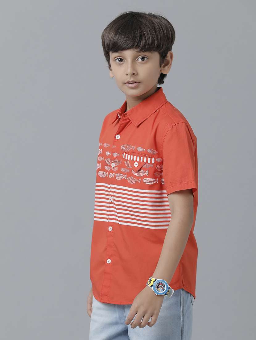 orange printed shirt - 19263342 - Standard Image - 1