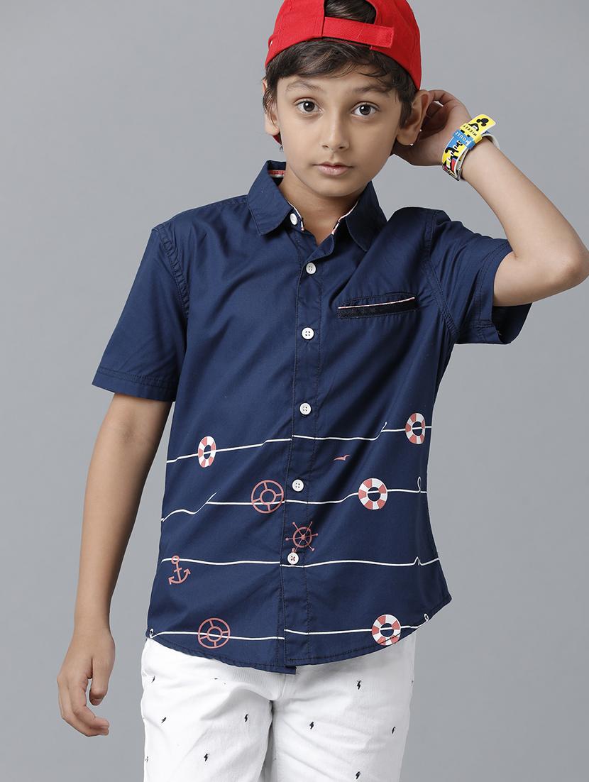 navy blue printed shirt - 19263372 -  Standard Image - 1