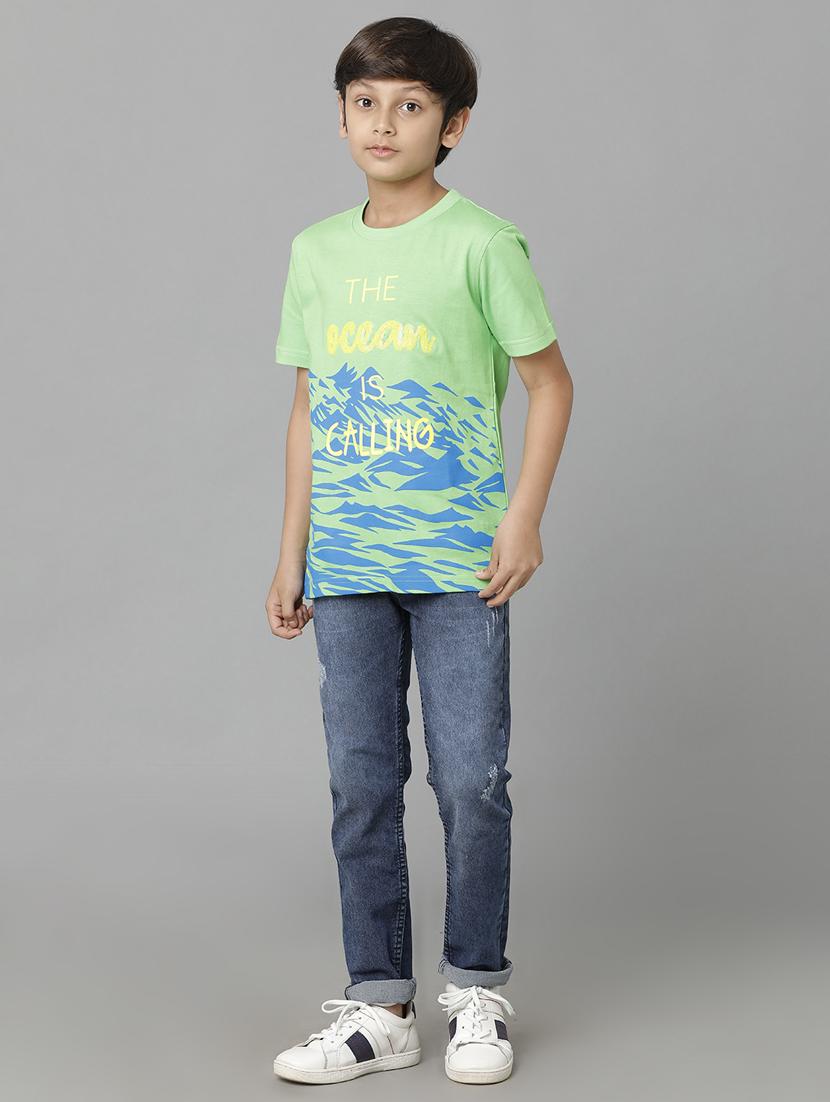 green printed casual t-shirt - 19263386 - Standard Image - 4