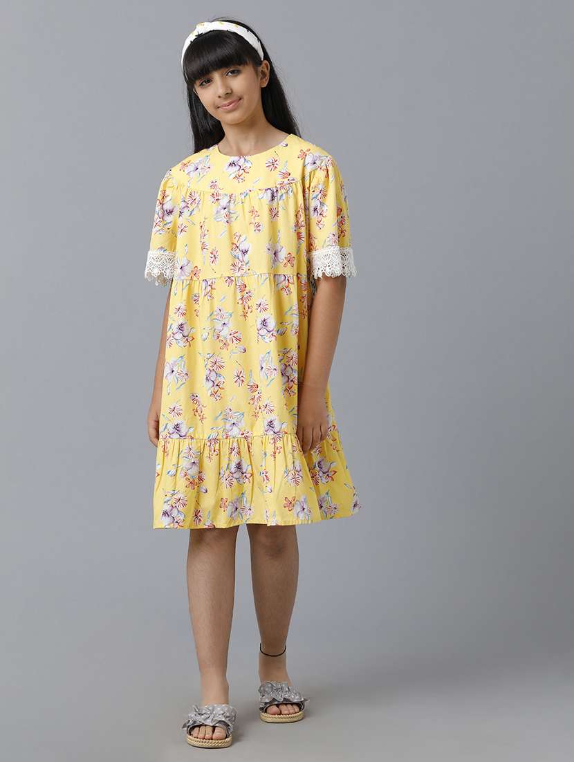 girls round neck short sleeves frock