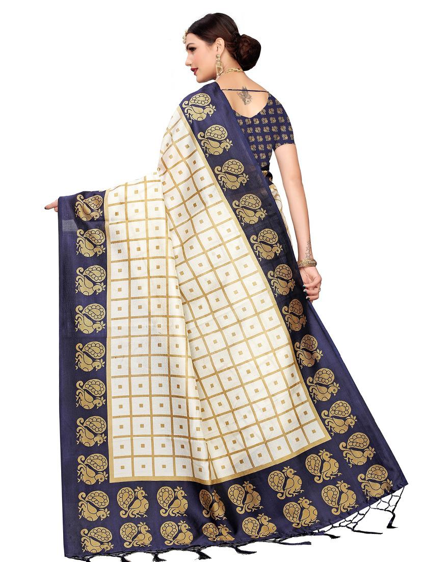 printed half and half saree with blouse - 19263504 - Standard Image - 1