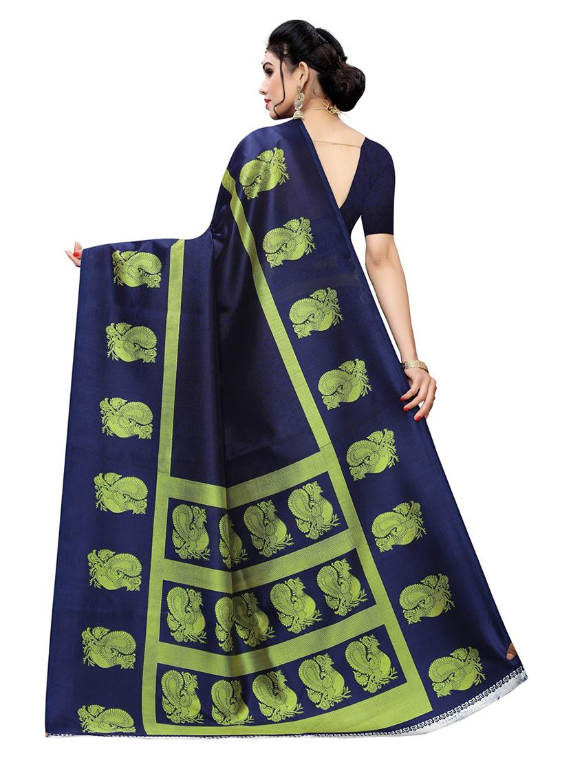 block printed mysore saree with blouse - 19263530 - Standard Image - 1