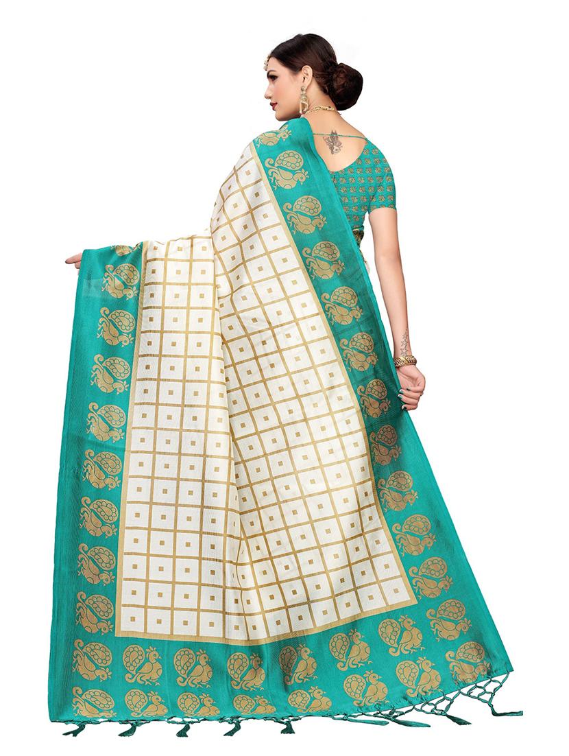 printed half and half saree with blouse - 19263543 - Standard Image - 1