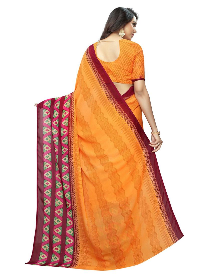 red printed saree with blouse - 19263850 -  Standard Image - 1