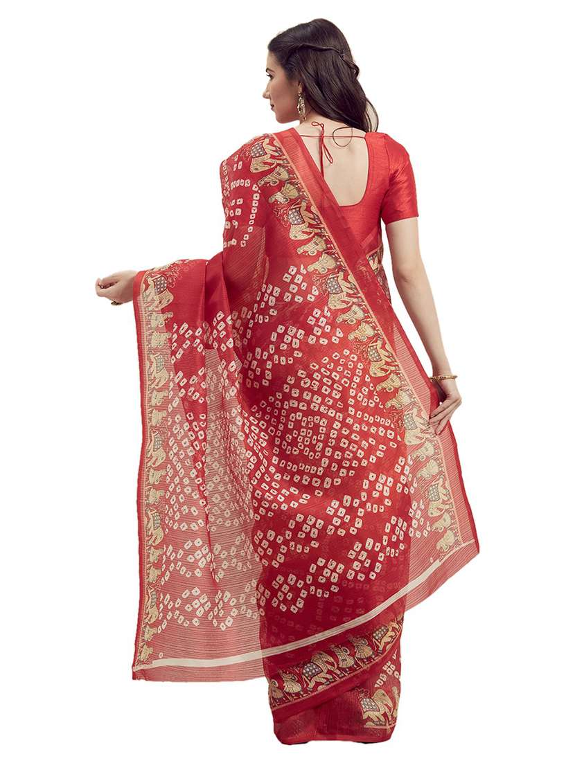 multi colored bandhani print saree with blouse - 19263974 -  Standard Image - 1