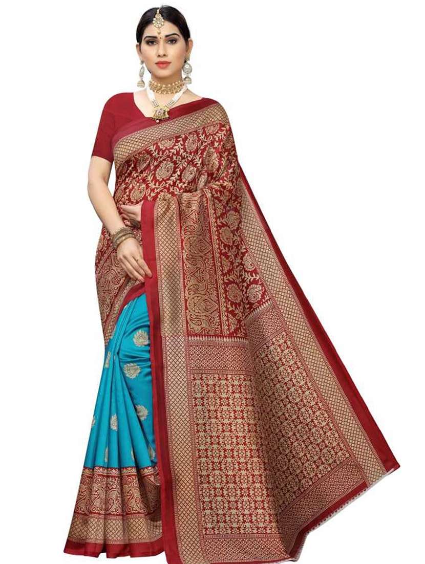 green self design saree with blouse