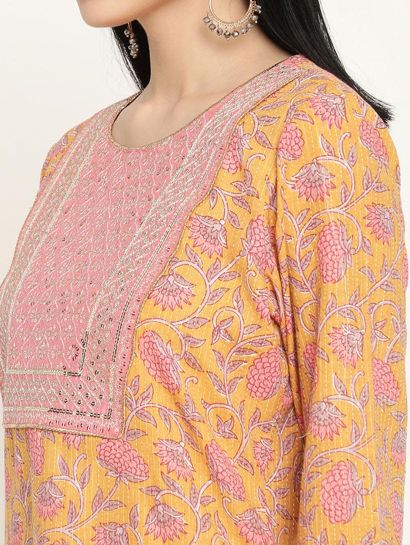 three quarter sleeve kurta pant set - 19264574 - Standard Image - 6