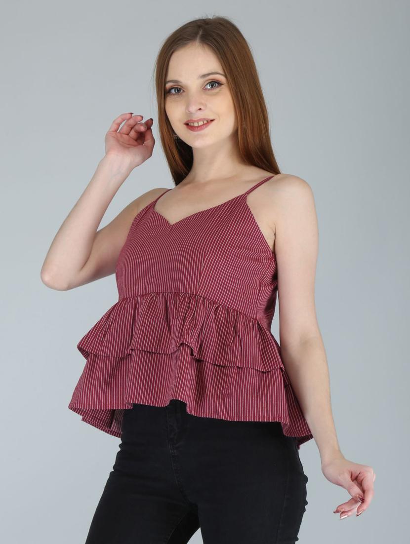 women's peplum shoulder strap top - 19264815 - Standard Image - 1