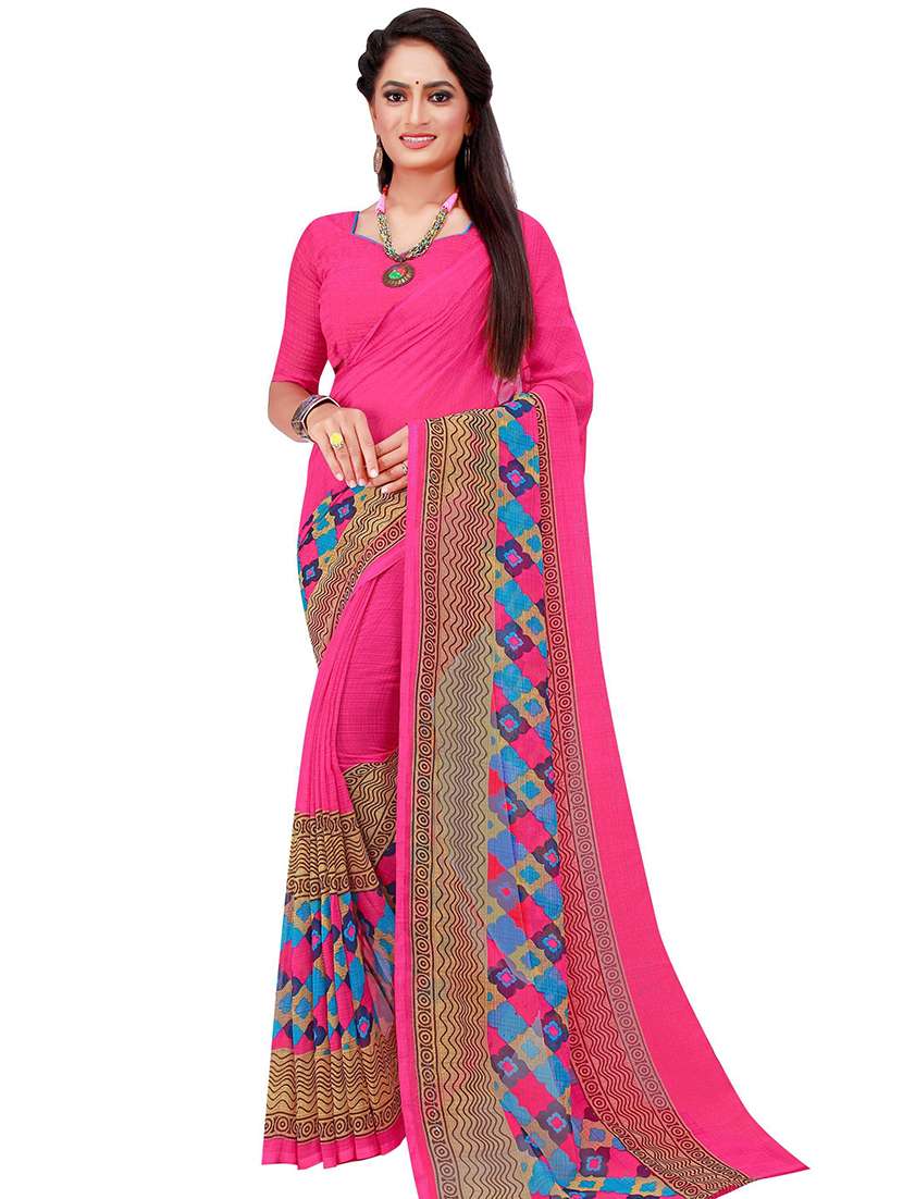 self design printed saree with blouse - 19264850 - Zoom Image - 0