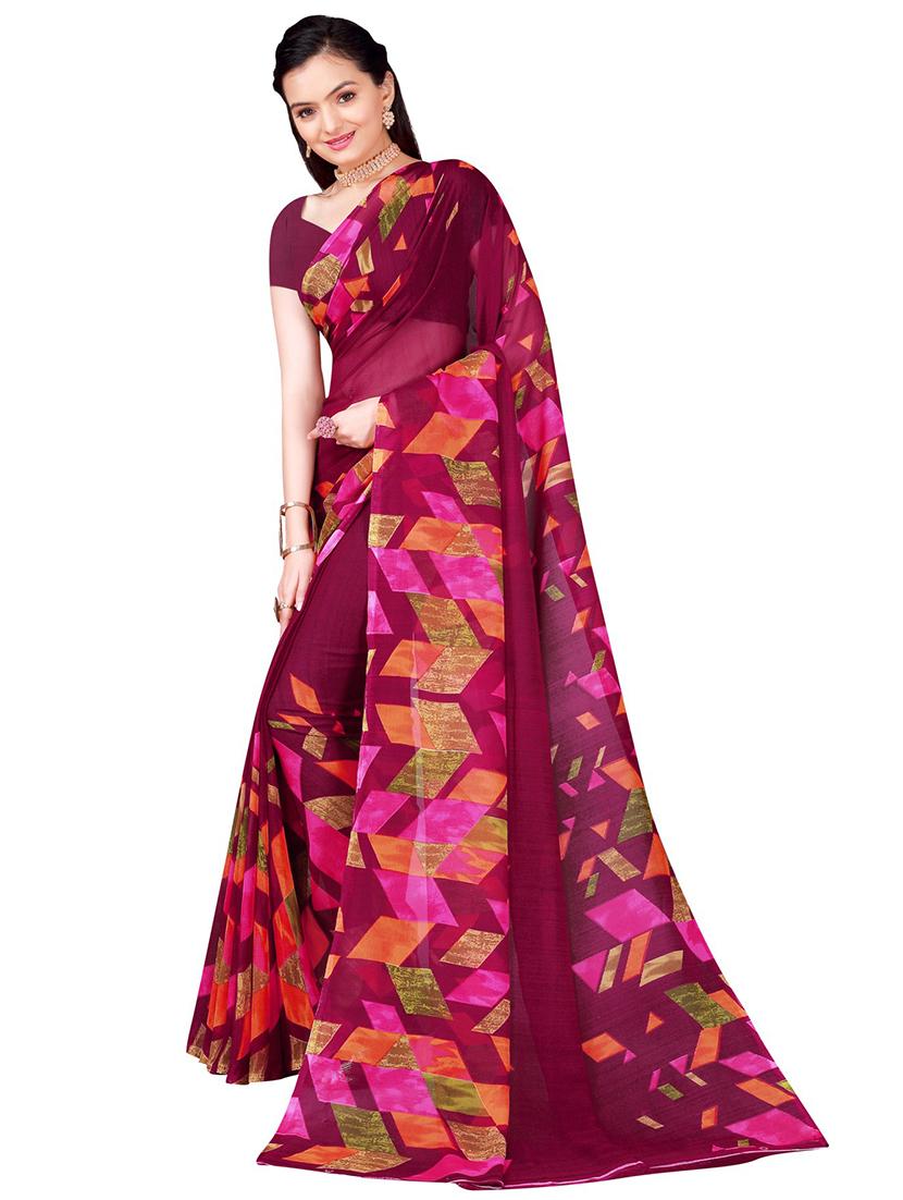 women's printed pink colored saree with blouse - 19264873 -  Standard Image - 1