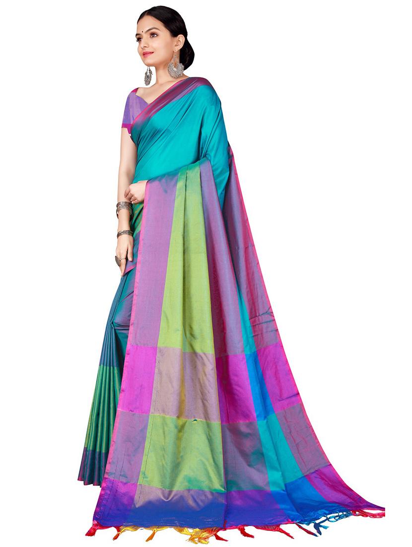 check multi color printed saree with blouse - 19265051 - Standard Image - 1