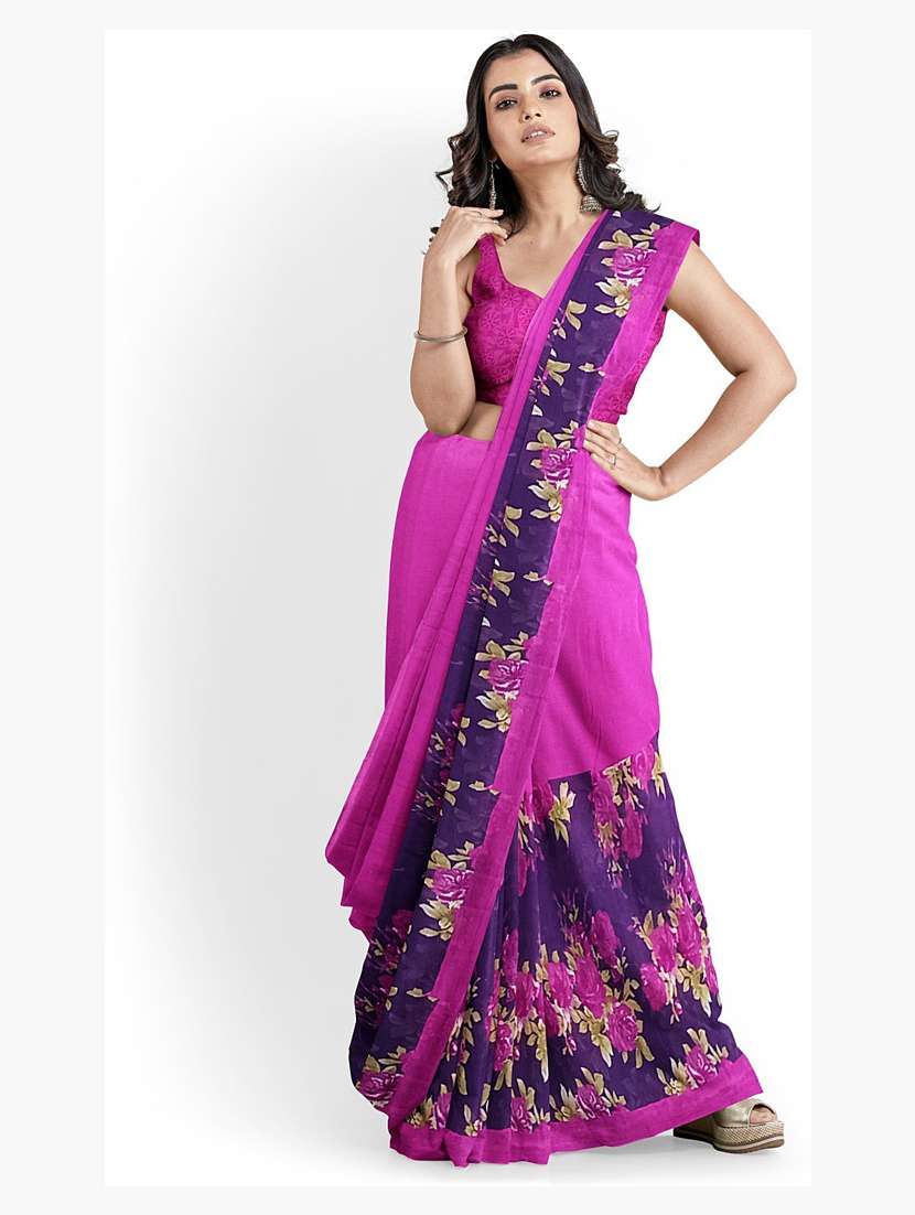 pink printed saree with blouse - 19266285 -  Standard Image - 1