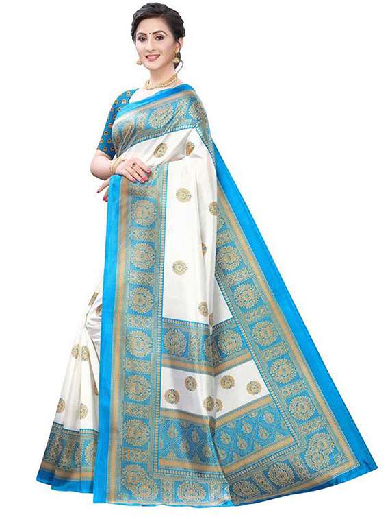 women's self design white colored saree with blouse - 19280176 -  Standard Image - 1
