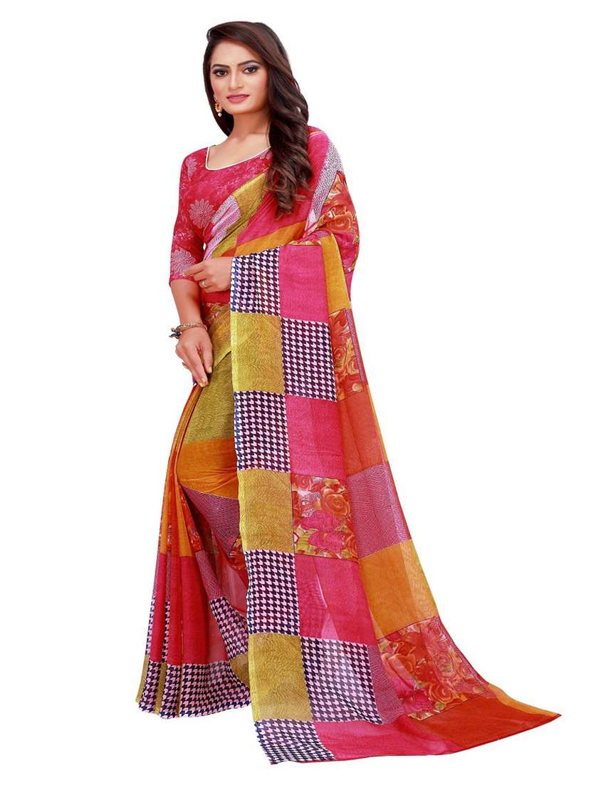 women's printed multi colored saree with blouse - 19282251 -  Standard Image - 1