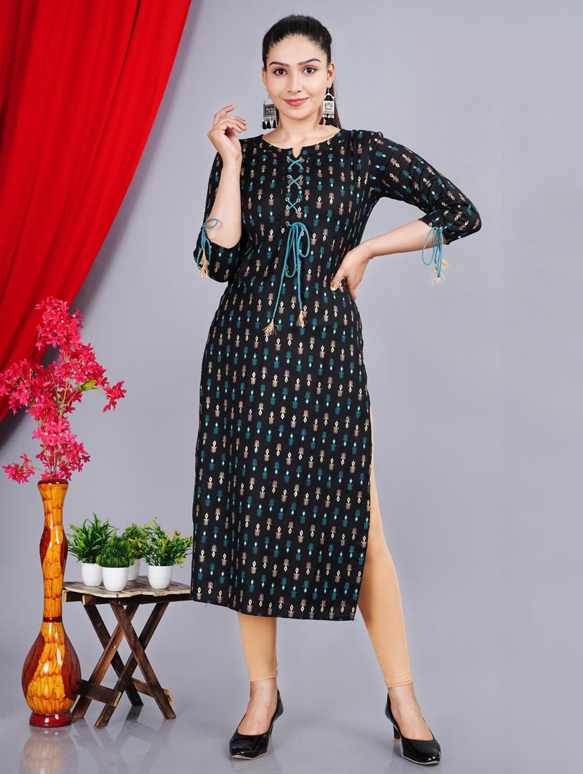 printed straight kurta - 19283854 -  Zoom Image - 0