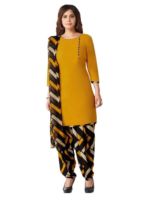 yellow unstitched patiyala suits - 19284012 - Standard Image - 0