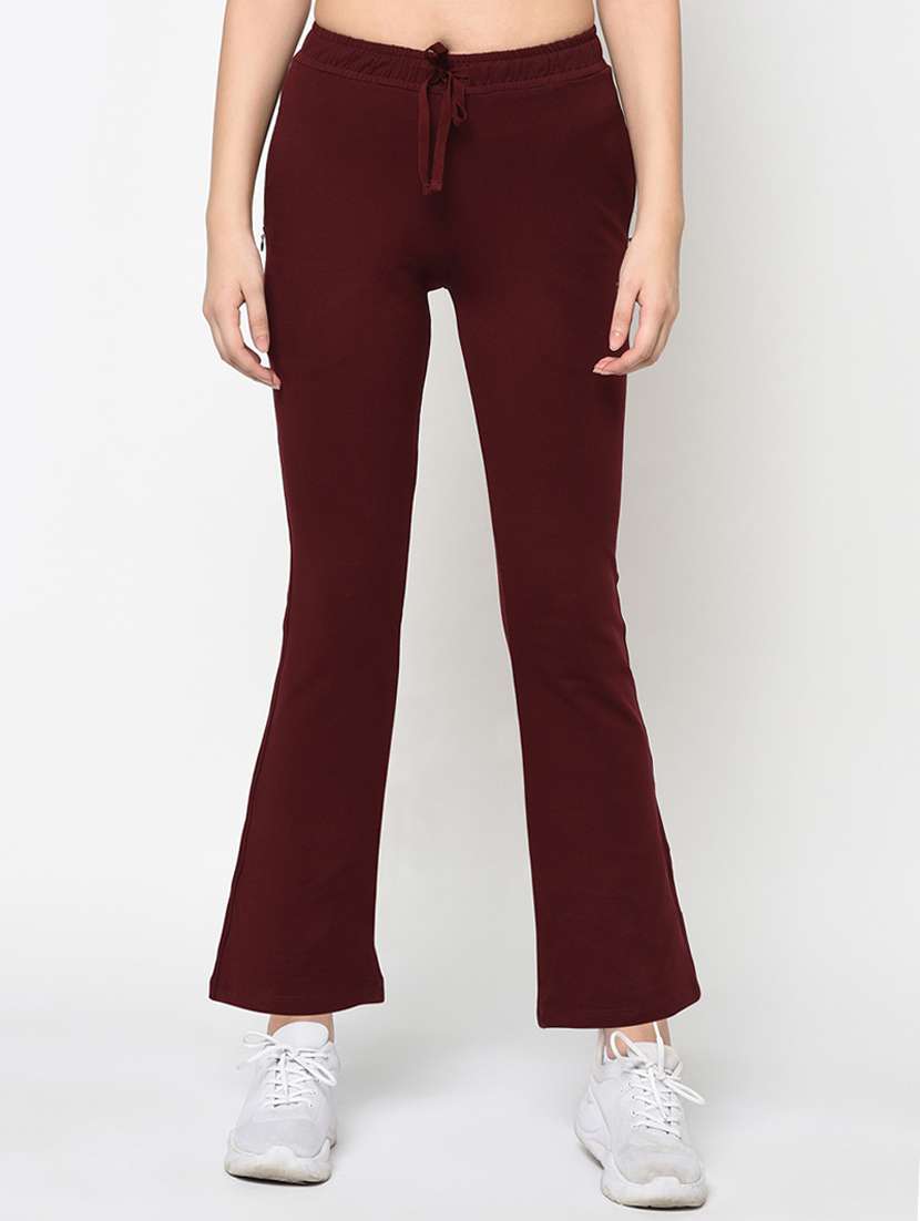 maroon solid  track pant