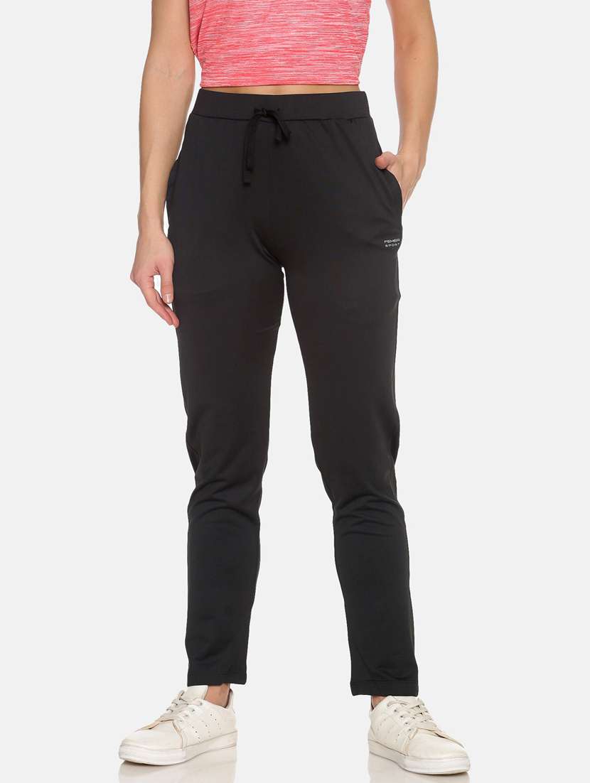black cotton blend track pants