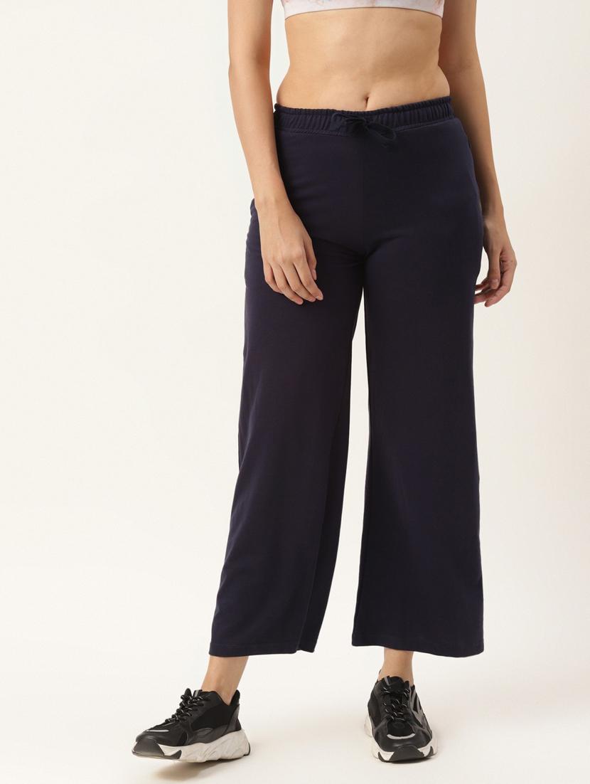 navy blue cotton blend track pant