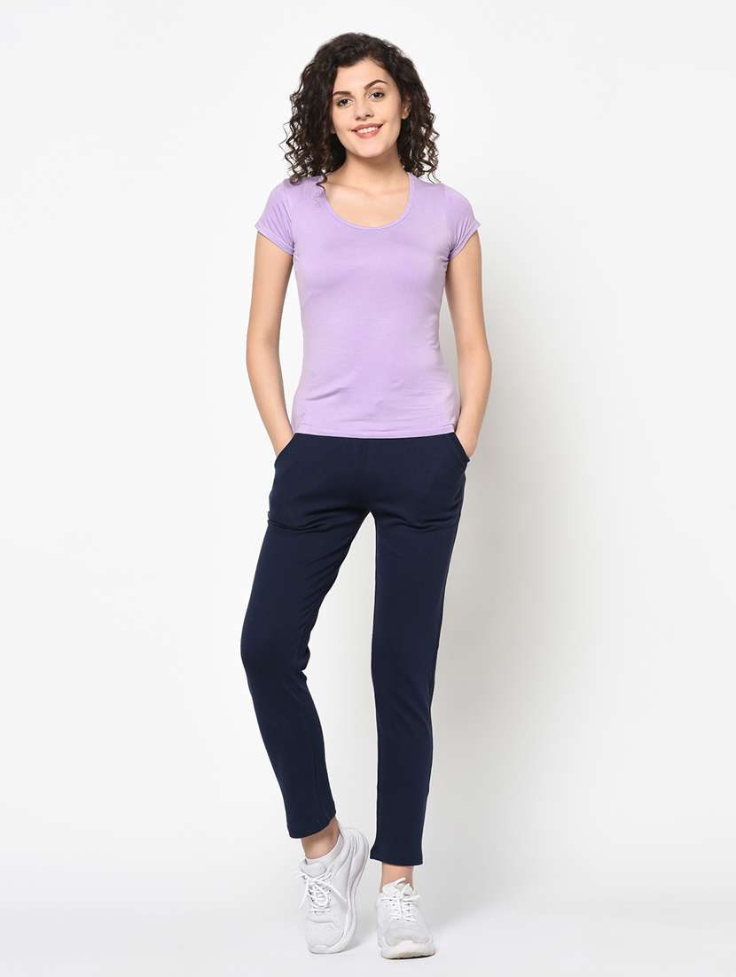 mid rise solid track pant - 19285200 -  Standard Image - 4
