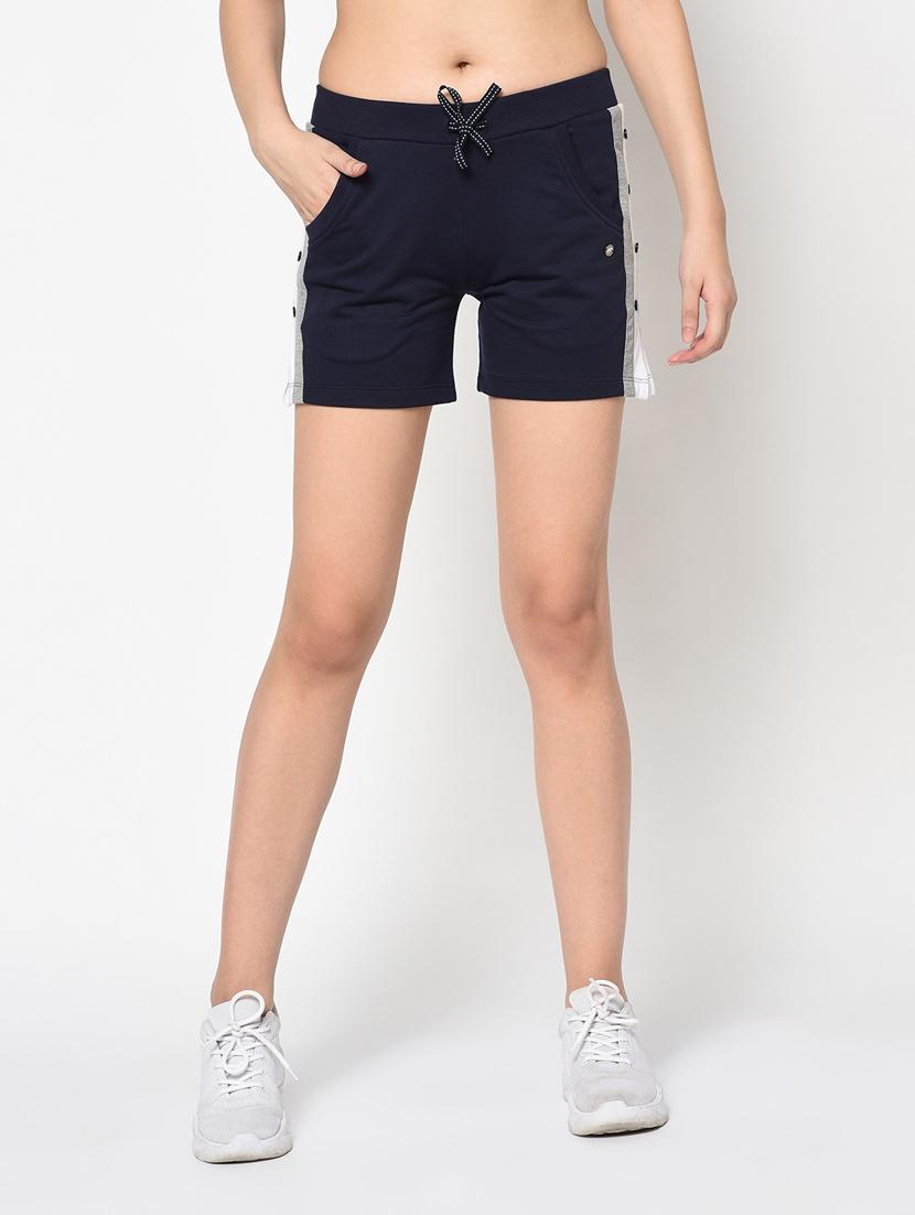 blue cotton blend regular shorts - 19285207 -  Zoom Image - 0