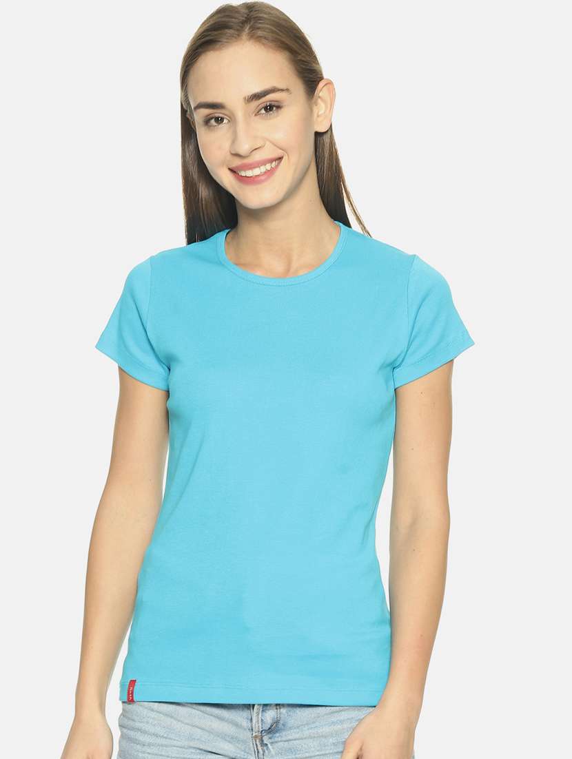 blue cotton blend regular tshirt