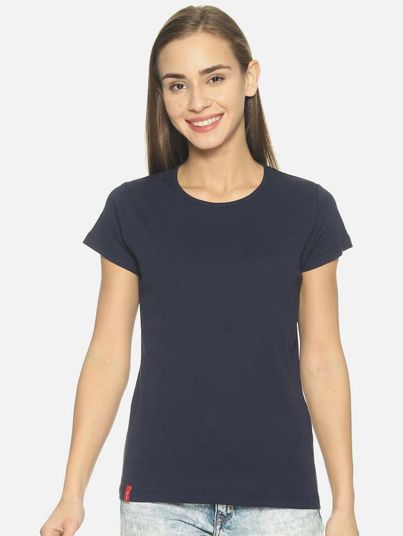 blue cotton blend regular tshirt