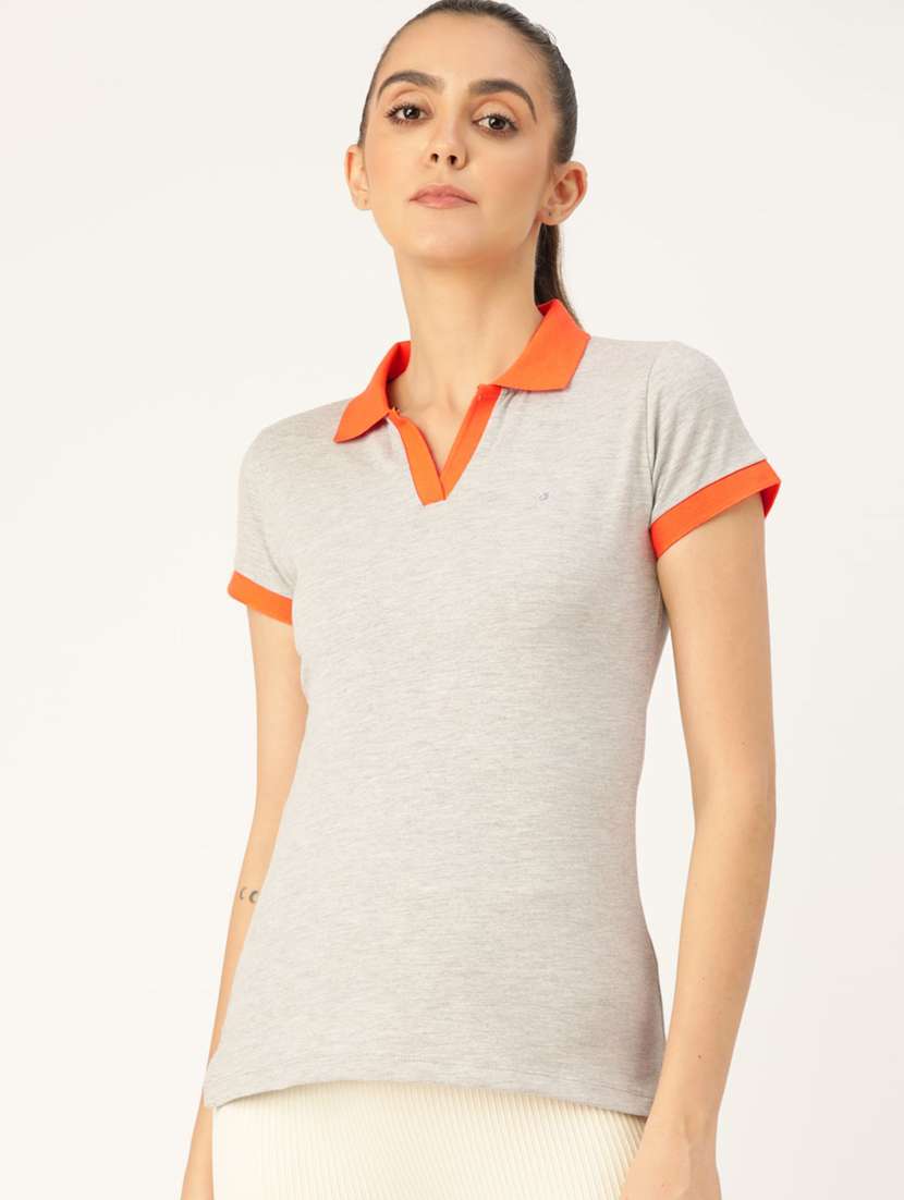 grey cotton blend regular tshirt