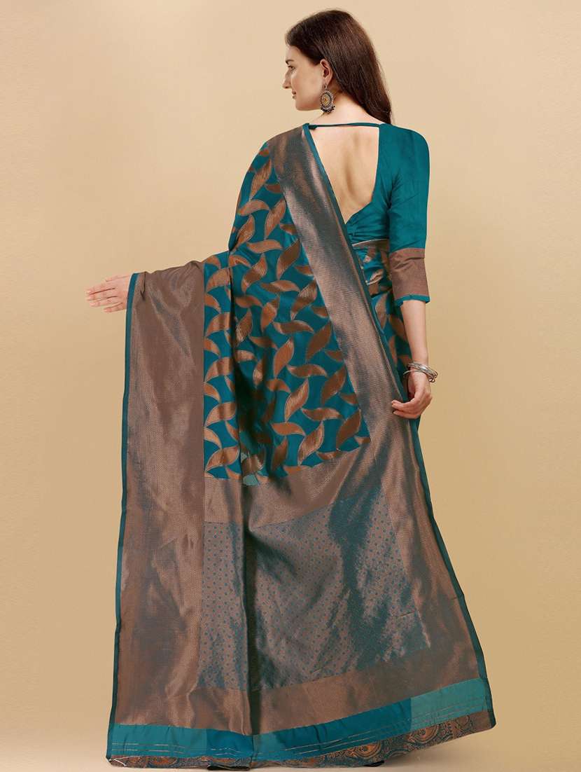 blue self design saree with blouse - 19285843 - Standard Image - 1