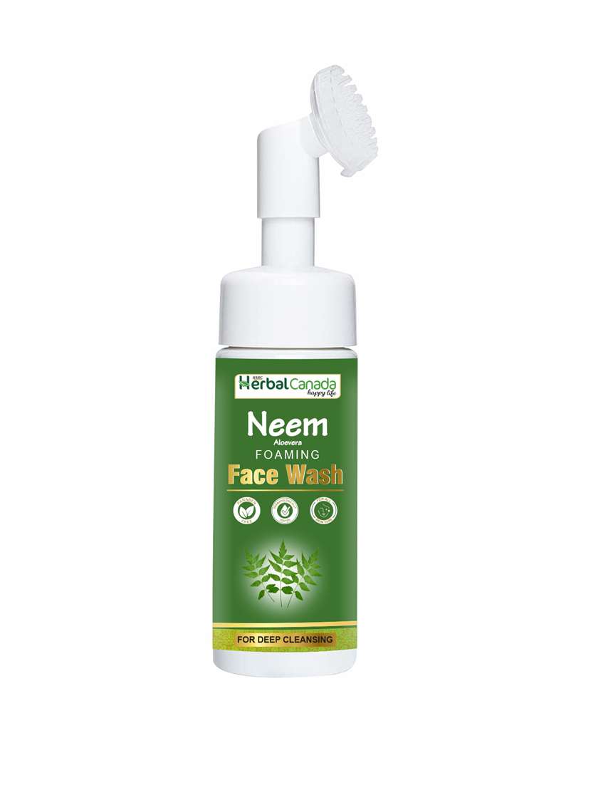 harc herbal canada neem foaming face wash with built-in face silicone brush for deep cleansing(150 ml)