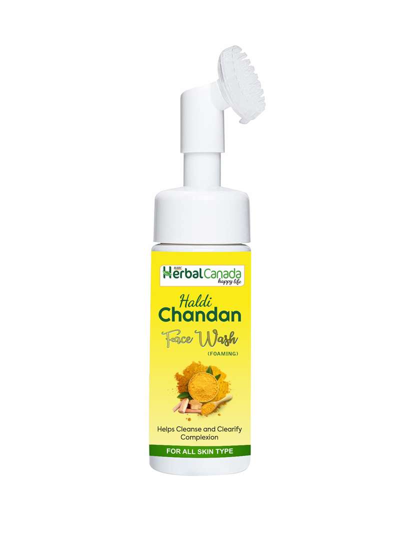 harc herbal canada haldi chandan foaming face wash with built-in face silicone brush for deep cleansing(150 ml)