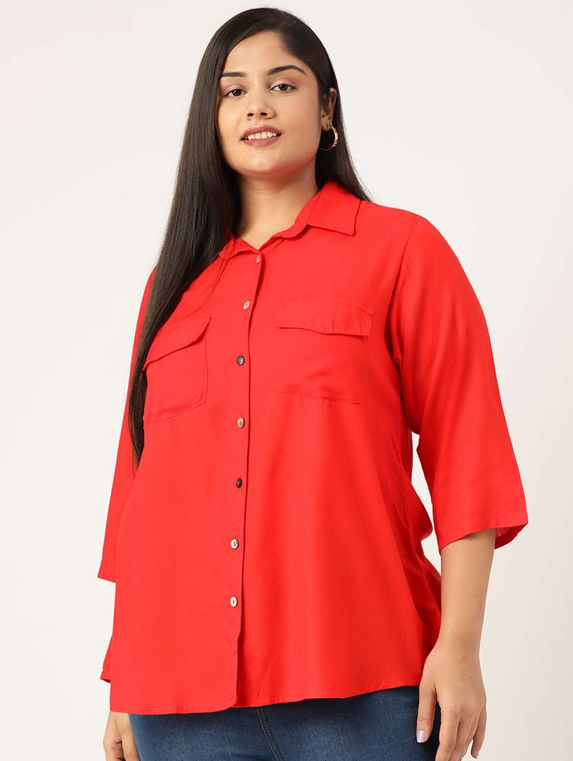 red solid shirt - 19286296 - Zoom Image - 0