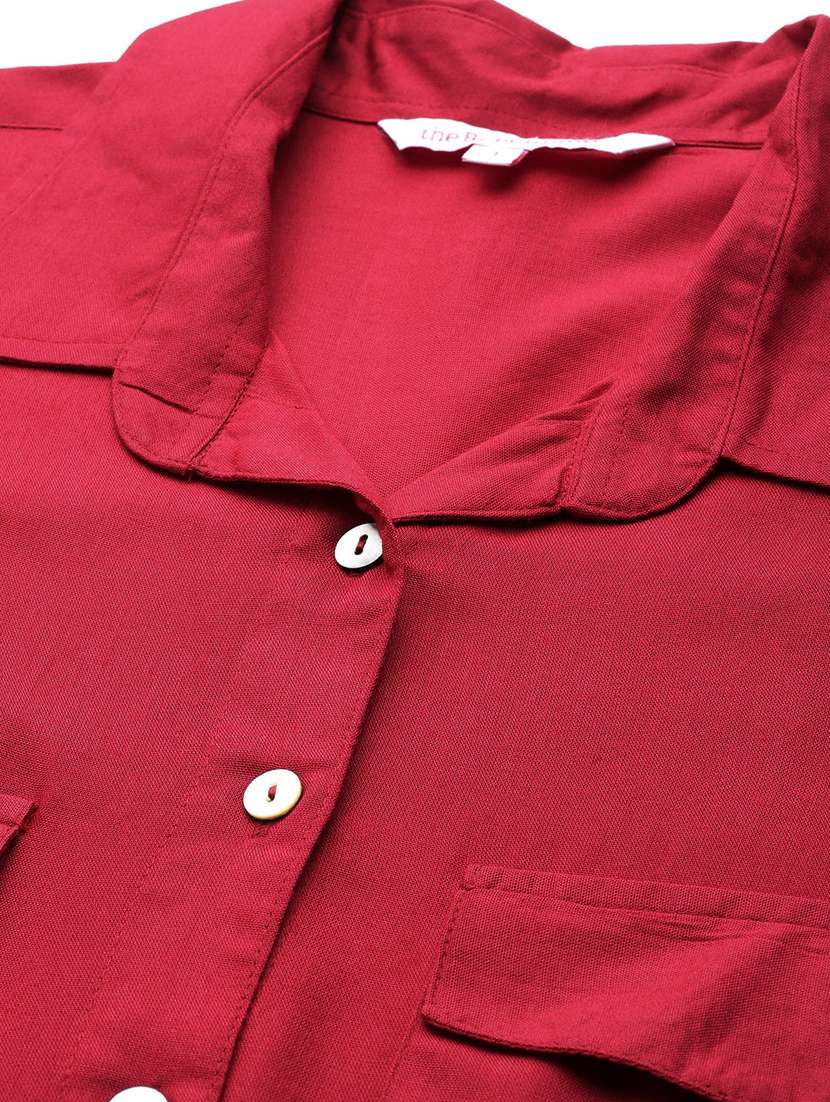 maroon solid shirt - 19286299 - Standard Image - 4