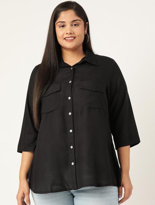 black solid shirt - 19286301 - Standard Image - 0