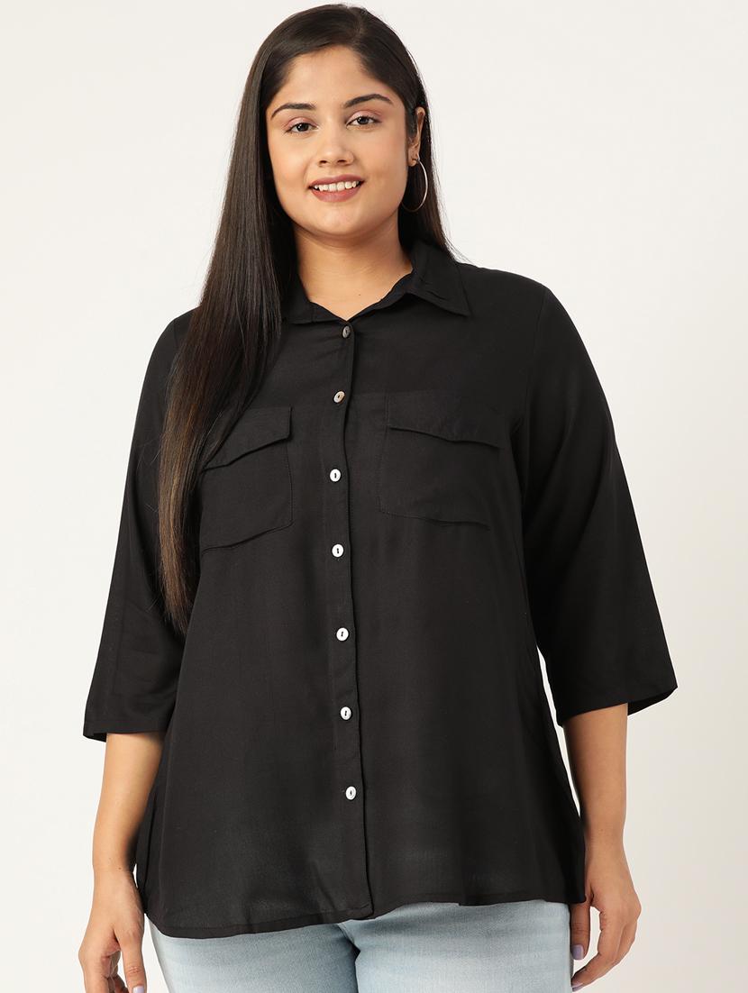 black solid shirt - 19286301 - Zoom Image - 0