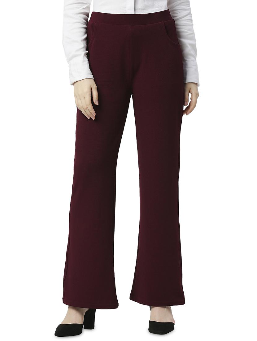 red solid flat front trousers - 19286511 - Zoom Image - 0