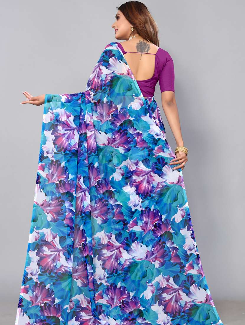 women's floral multi colored saree with blouse - 19287388 -  Standard Image - 1