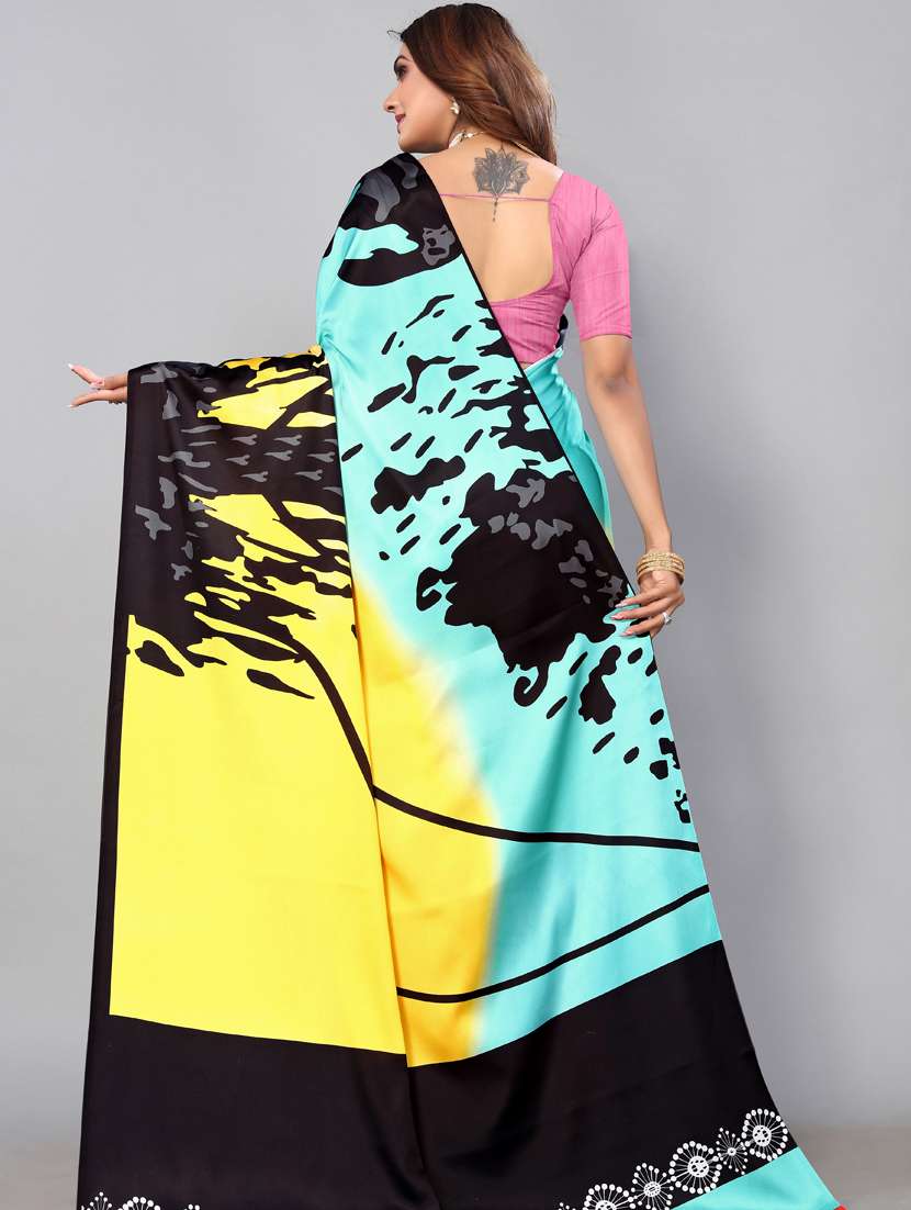 women's printed yellow colored saree - 19287391 -  Standard Image - 1