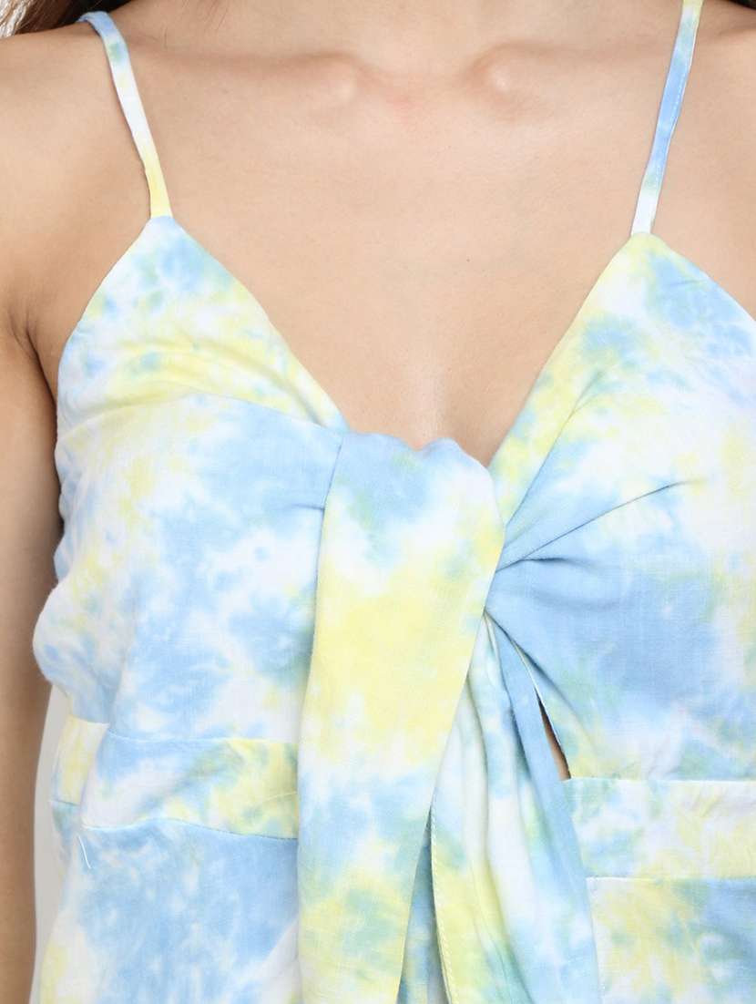 below knee high split leg jumpsuit with attached skirts - 19293300 -  Standard Image - 4