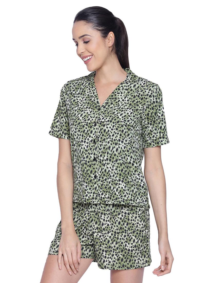 women printed shorts night suit set - 19293966 - Standard Image - 1