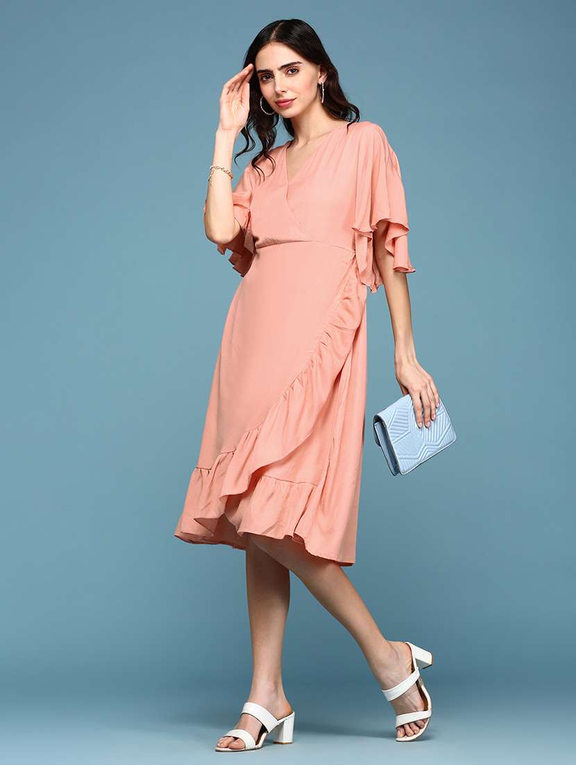 women's ruffle solid dress - 19294540 -  Standard Image - 1