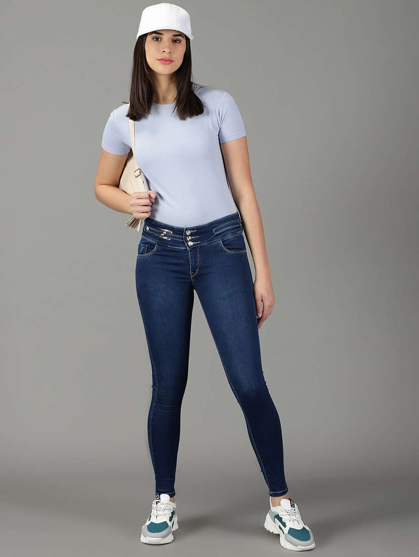 women's plain skinny fit jeans - 19294595 -  Standard Image - 4