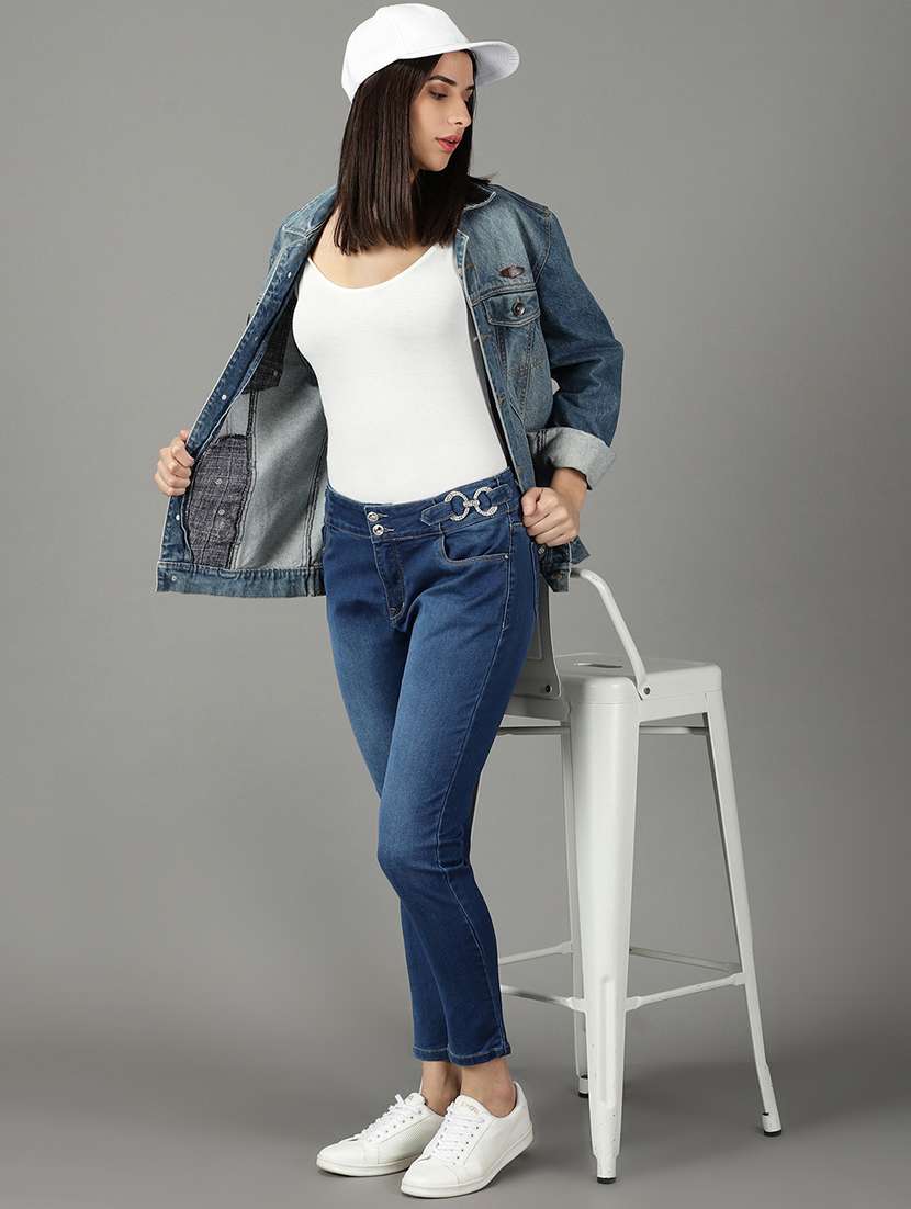 women's plain slim fit jeans - 19294605 -  Standard Image - 4