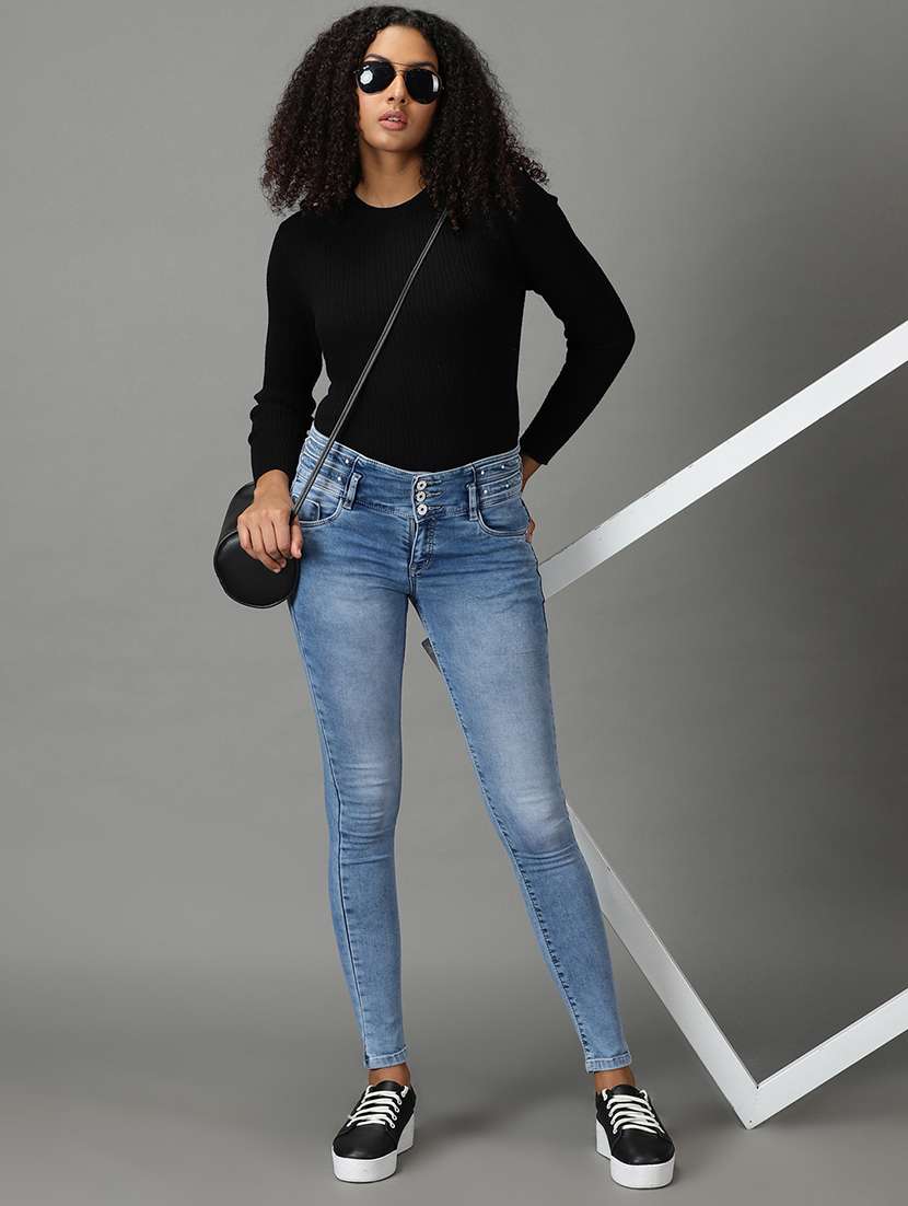 women's plain skinny fit jeans - 19294610 -  Standard Image - 4